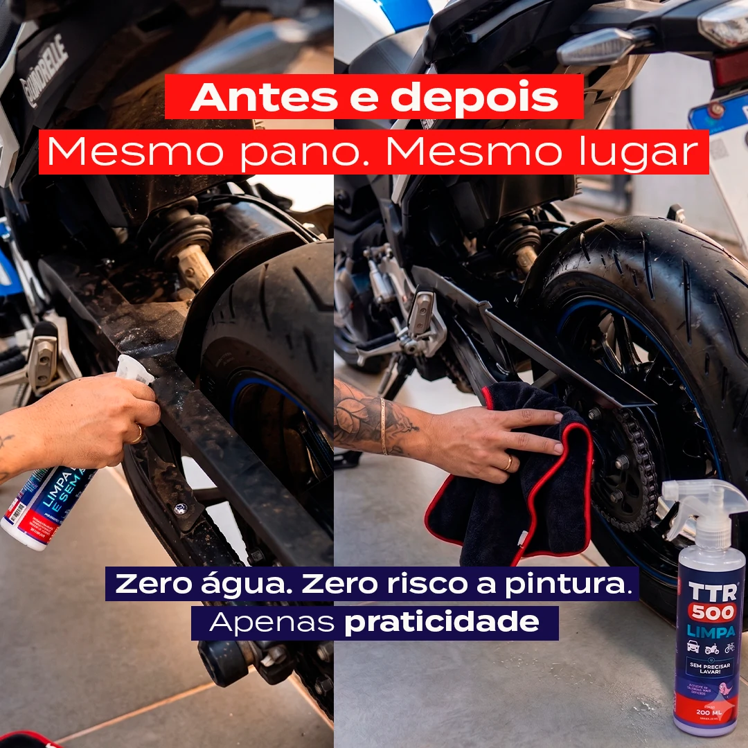 Antes e depois: mesmo pano, mesmo lugar. Zero água, zero risco à pintura.